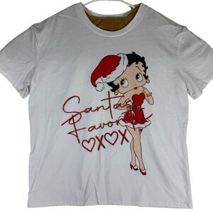 Betty Boop Santa’s Favorite White Christmas T-Shirt Graphic Crewneck Size XL